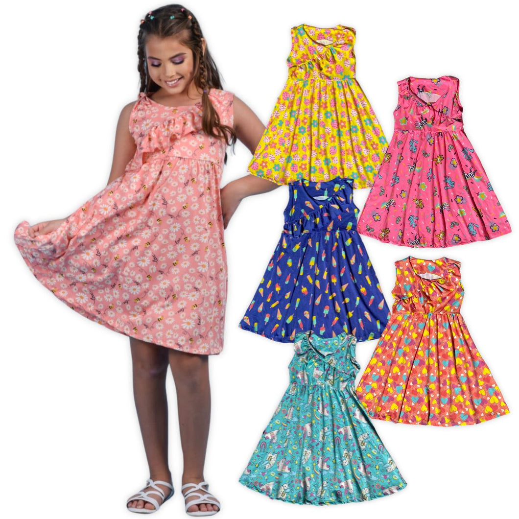 Vestido Juvenil Babado Kit com 6 peças