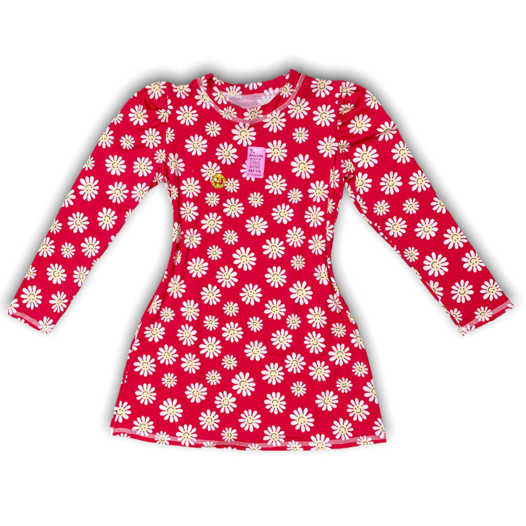 Vestido Infantil Manga Bufante Estampado kit Com 5 Peças